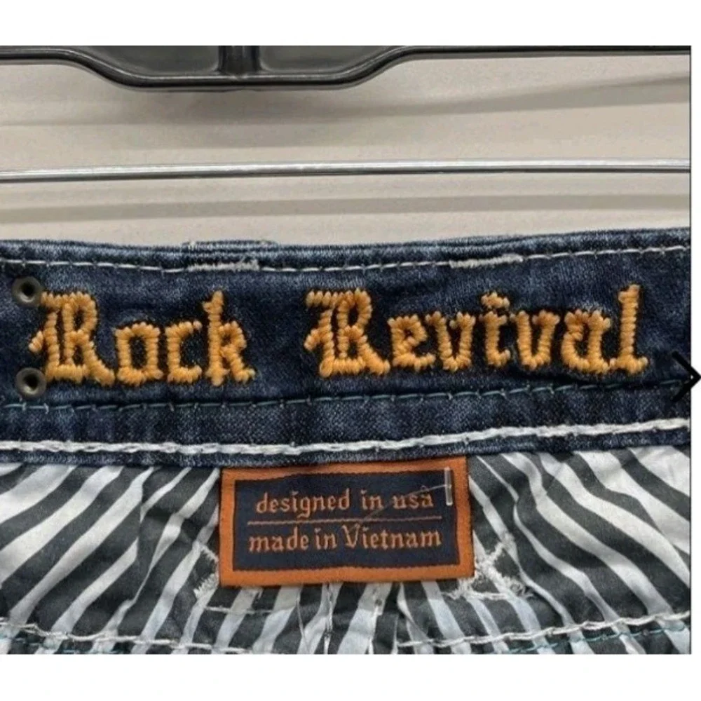 Rock Revival Sukara Easy Boot Bootcut Jeans Womens 27 Blue Thick Stitch Flap... - Picture 4 of 7